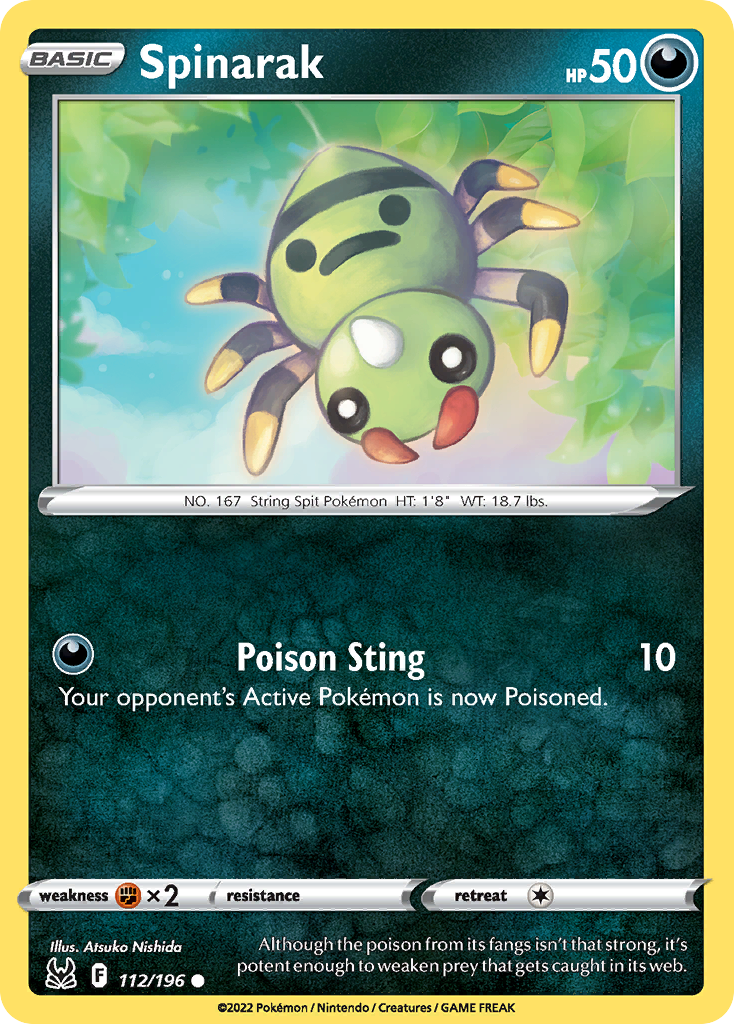 Spinarak 112/196 Common card from Lost Origin
