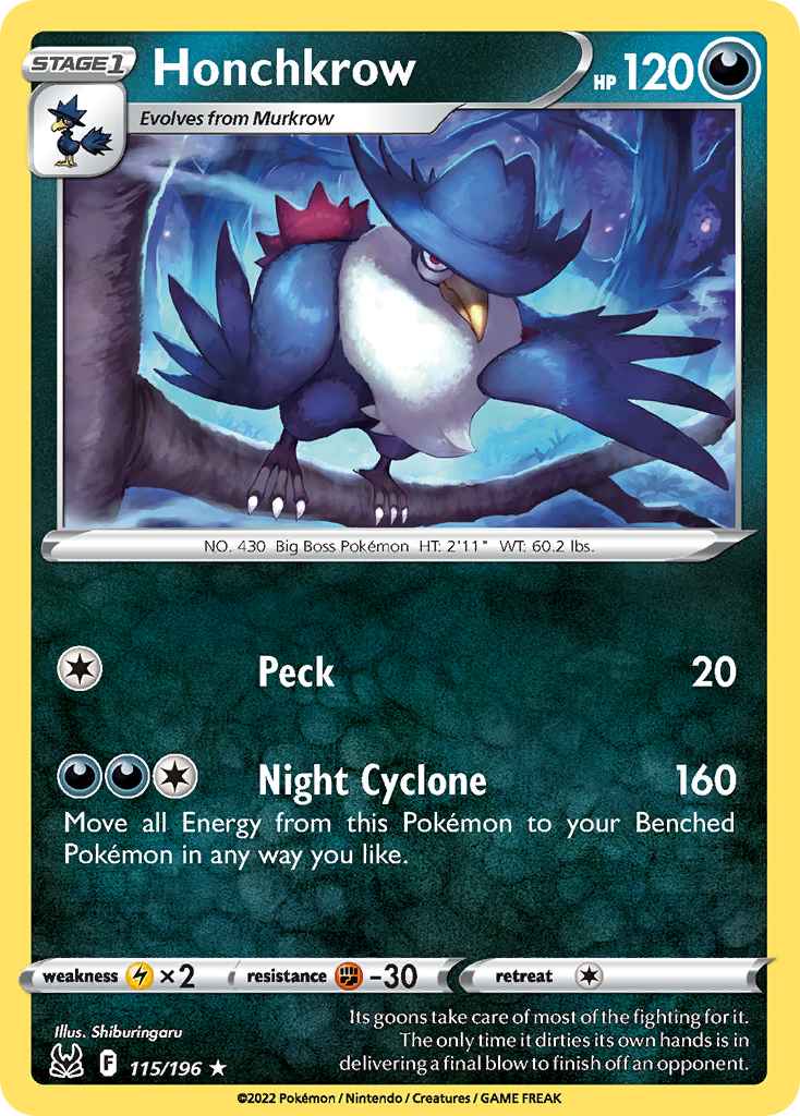 Honchkrow 115 Rare card from Lost Origin