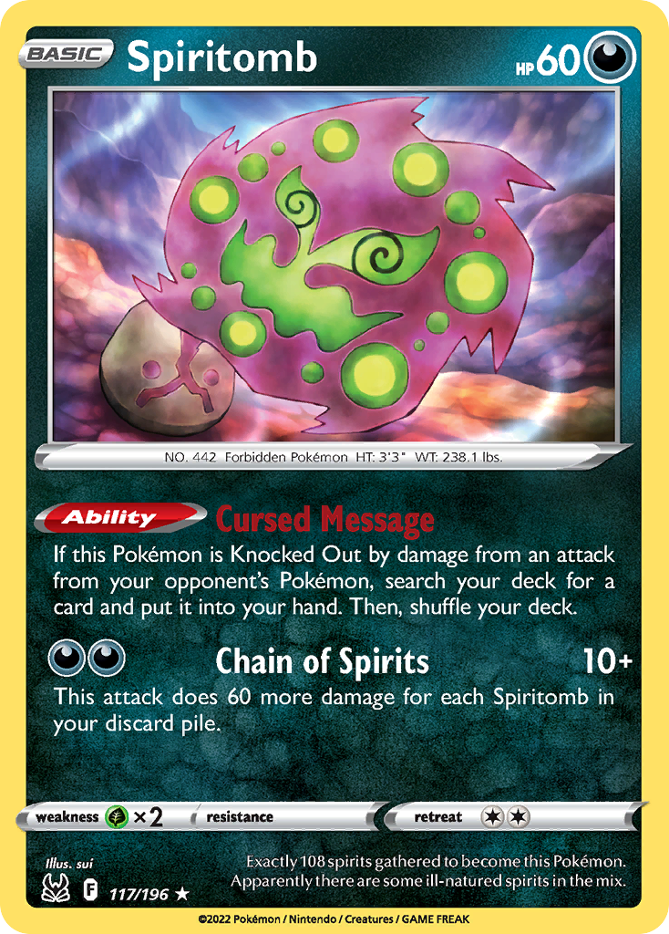 Spiritomb 117 Rare card from Lost Origin