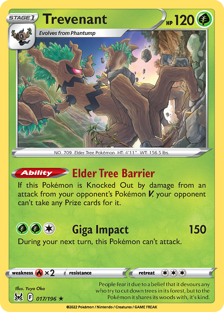 Trevenant 17 Rare Holo card from Lost Origin