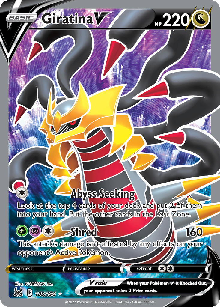 Giratina V 185/196 Rare Ultra card from Lost Origin