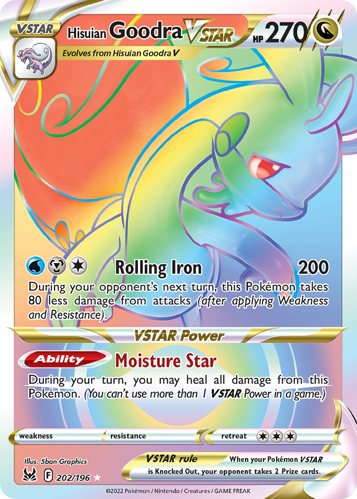Hisuian Goodra VSTAR 202 Rare Rainbow card from Lost Origin