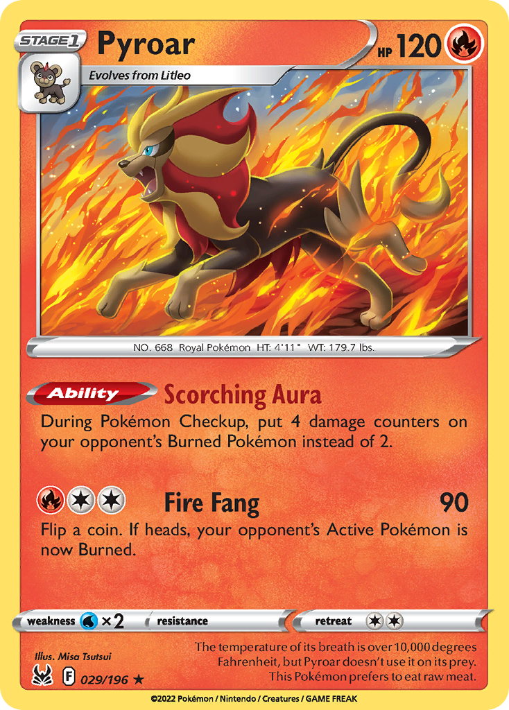 Pyroar 29 Rare Holo card from Lost Origin