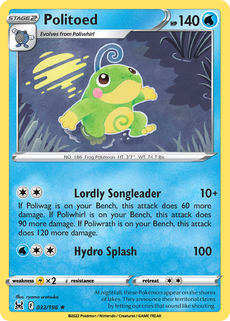 Politoed 32 Rare card from Lost Origin