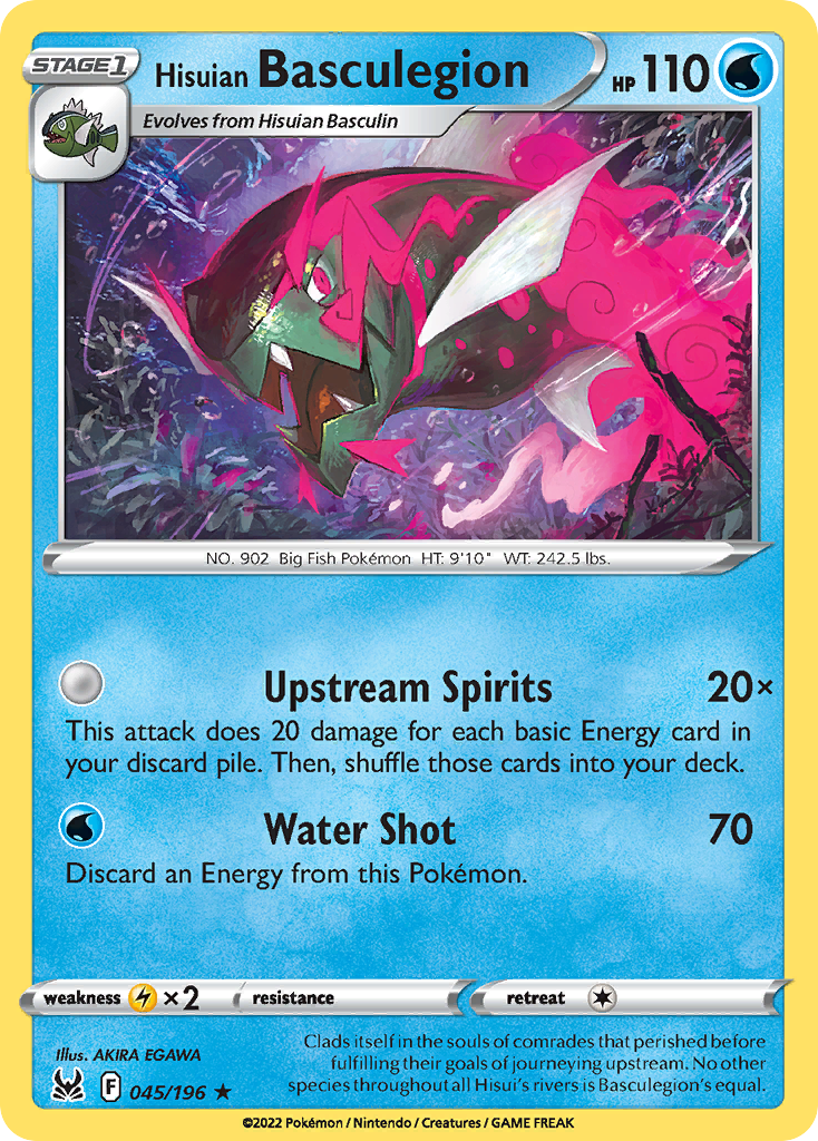 Hisuian Basculegion 45 Rare Holo card from Lost Origin
