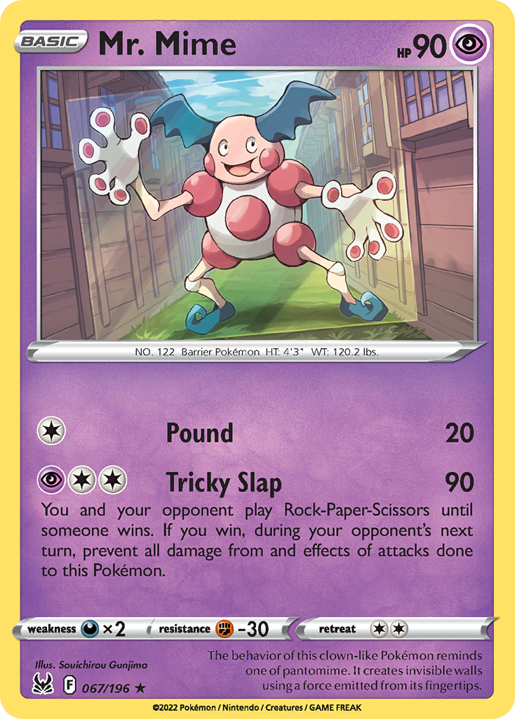 Mr. Mime 67/196 Rare card from Lost Origin