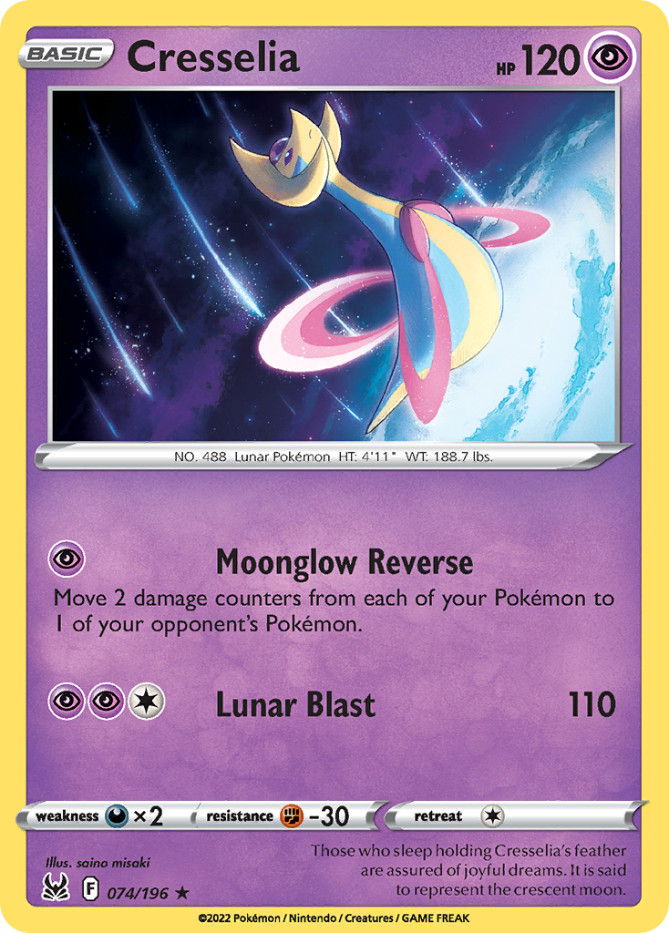 Cresselia 74 Rare Holo card from Lost Origin