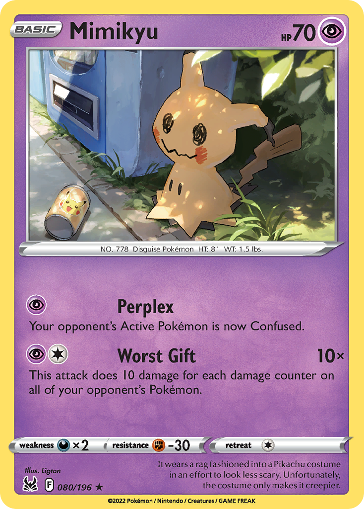 Mimikyu 80 Rare card from Lost Origin