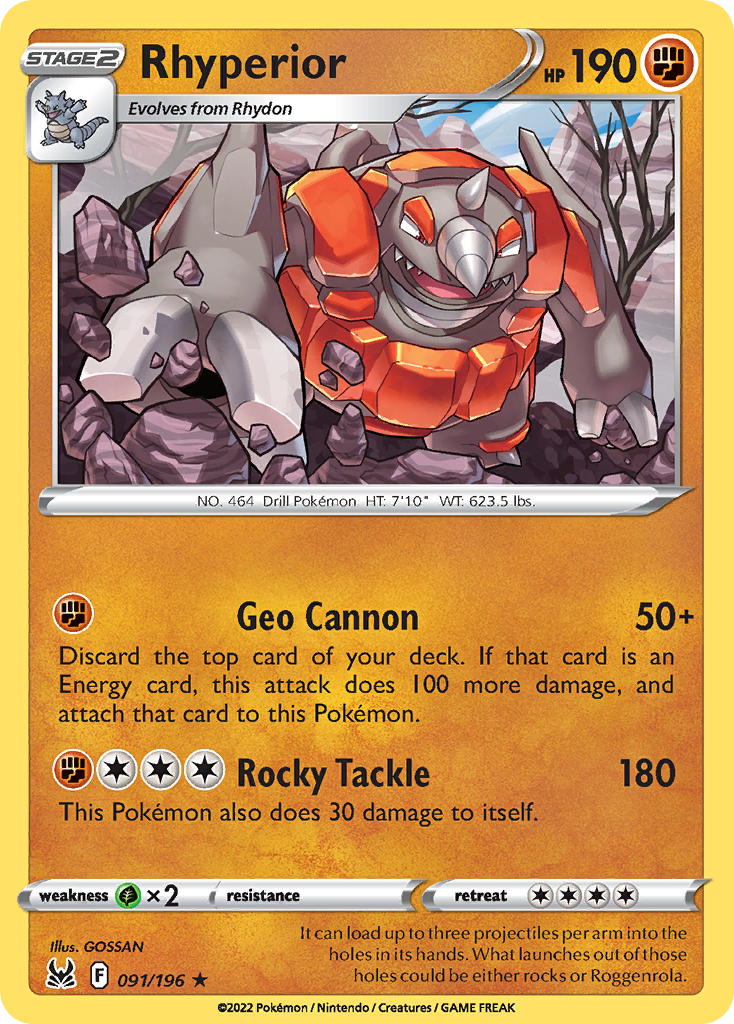 Rhyperior 91 Rare card from Lost Origin