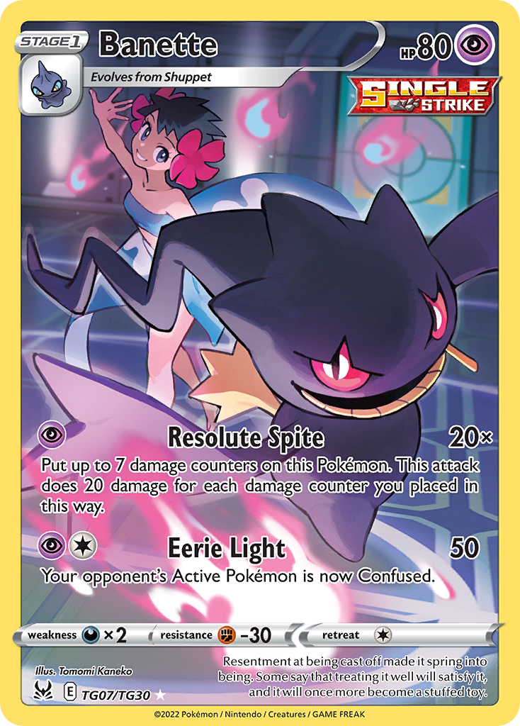 Banette TG07 Trainer Gallery Rare Holo card from Lost Origin Trainer Gallery