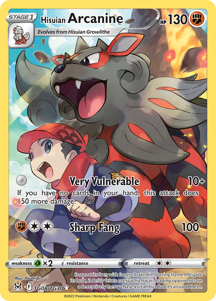 Hisuian Arcanine TG08 Trainer Gallery Rare Holo card from Lost Origin Trainer Gallery