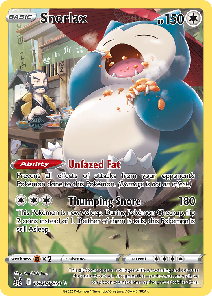 Snorlax TG10 Trainer Gallery Rare Holo card from Lost Origin Trainer Gallery