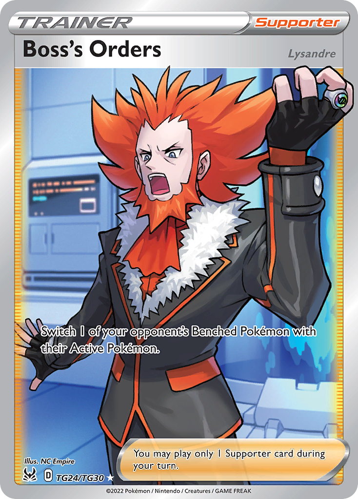 Boss's Orders TG24 Rare Ultra card from Lost Origin Trainer Gallery