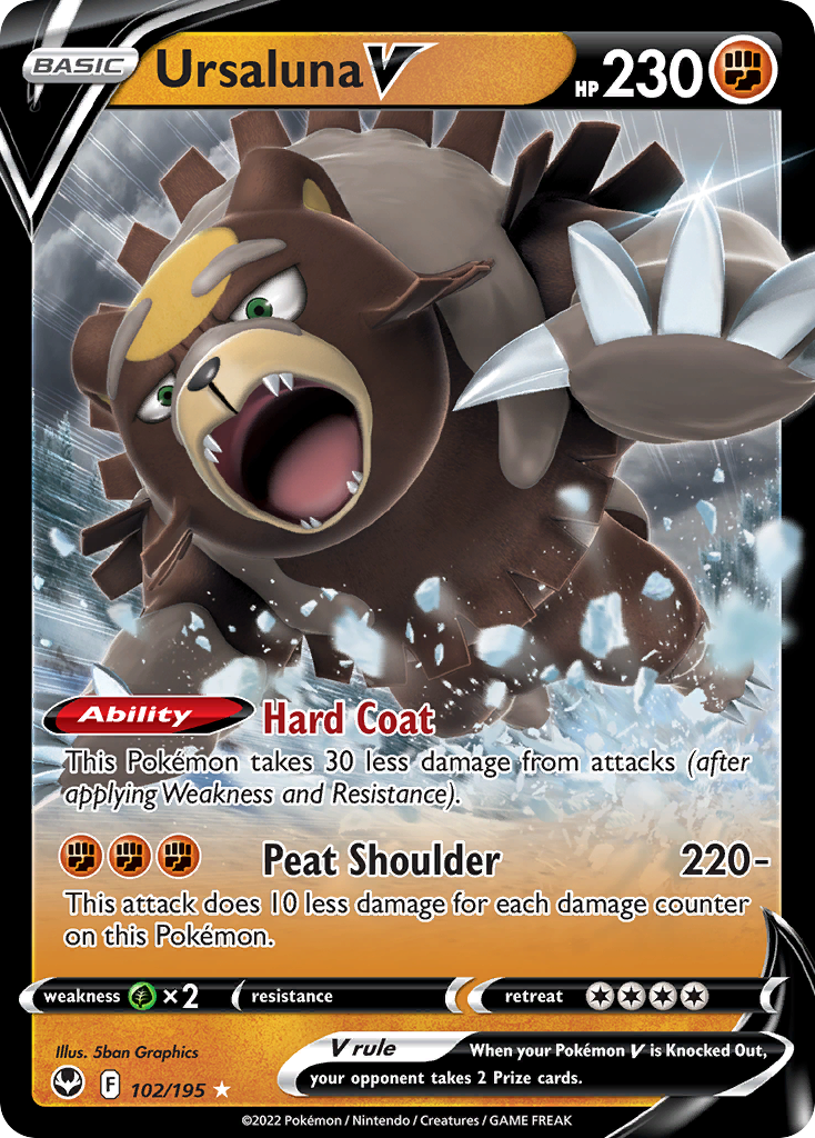 Ursaluna V 102/195 Rare Holo V card from Silver Tempest