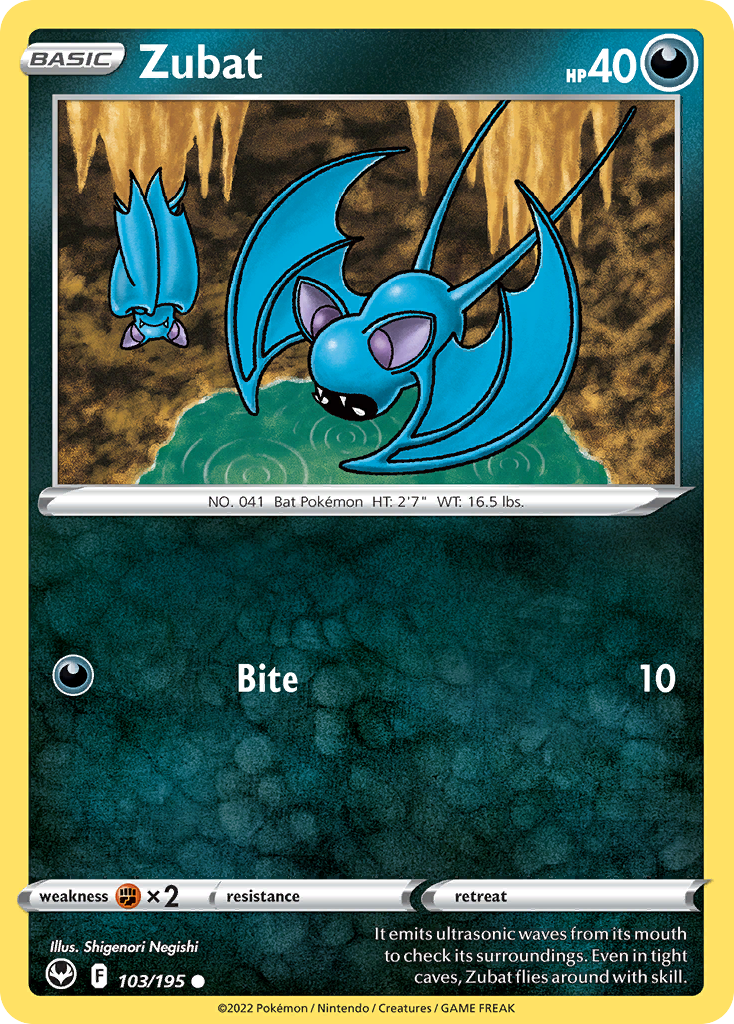 Zubat 103 Common card from Silver Tempest