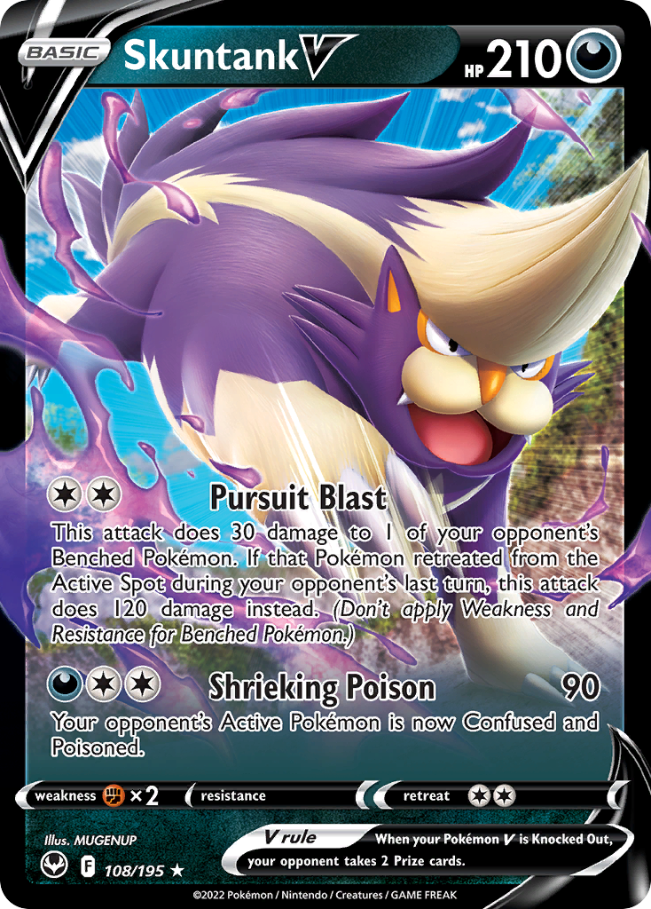Skuntank V 108/195 Rare Holo V card from Silver Tempest