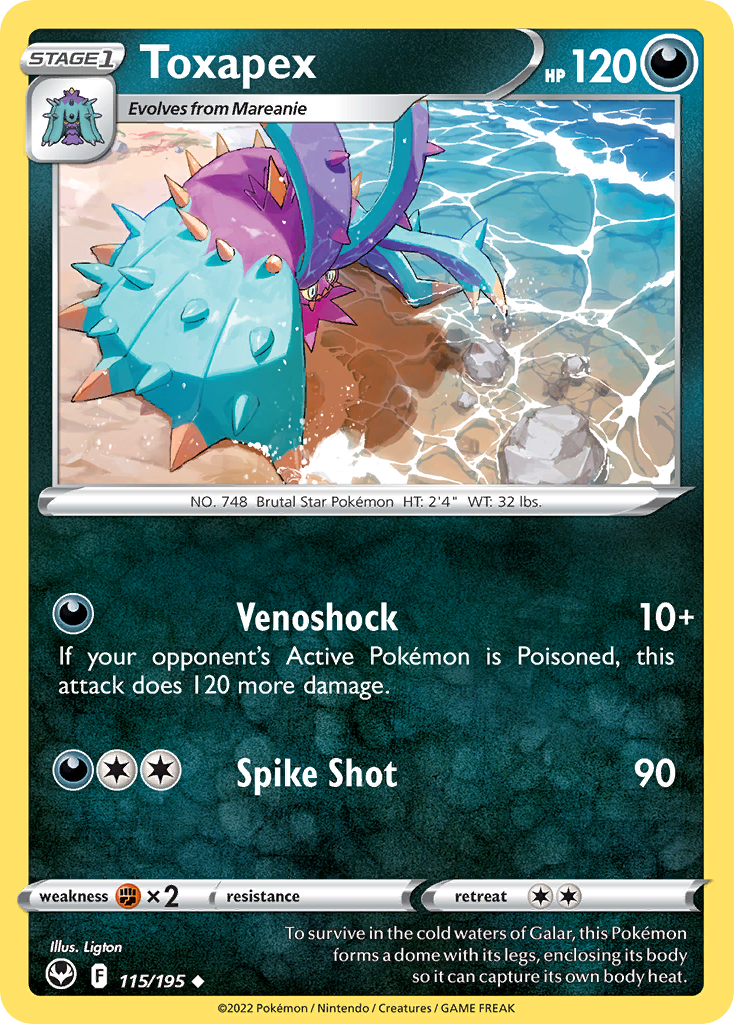 Toxapex 115 Uncommon card from Silver Tempest