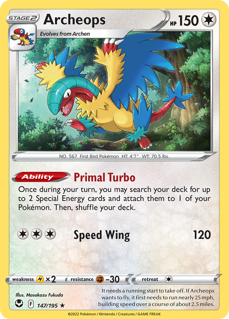 Archeops 147 Rare Holo card from Silver Tempest