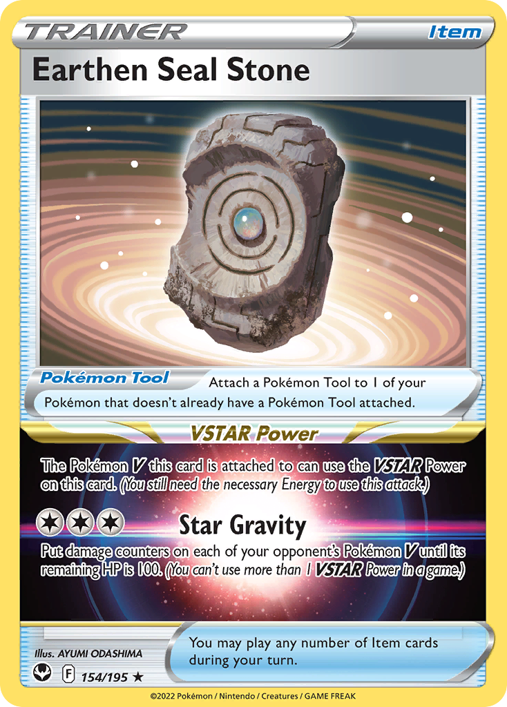 Earthen Seal Stone 154 Rare Holo card from Silver Tempest