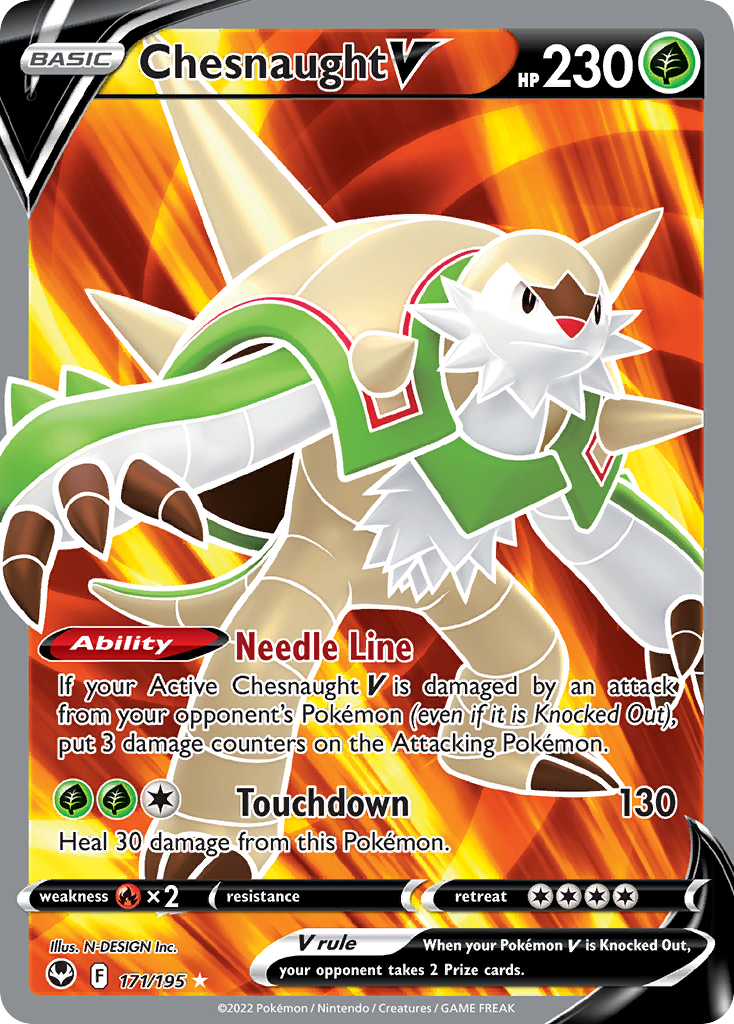 Chesnaught V 171 Rare Ultra card from Silver Tempest