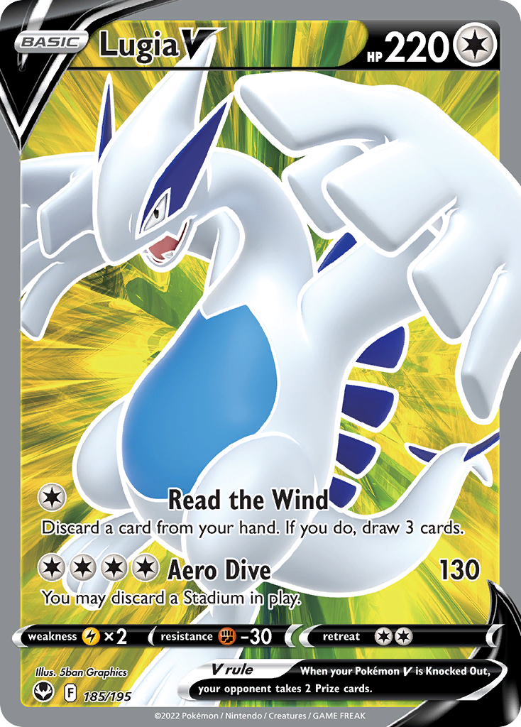 Lugia V 185 Rare Ultra card from Silver Tempest