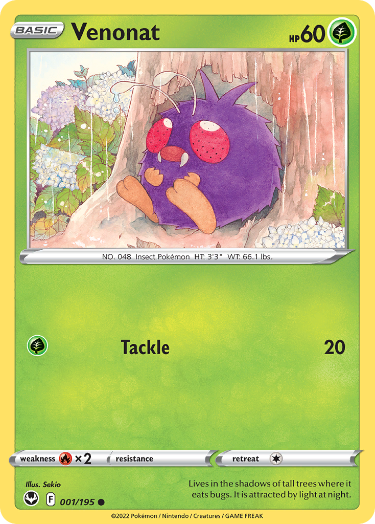 Venonat 1 Common card from Silver Tempest