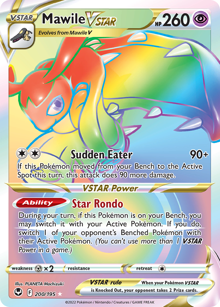 Mawile VSTAR 200/195 Rare Rainbow card from Silver Tempest
