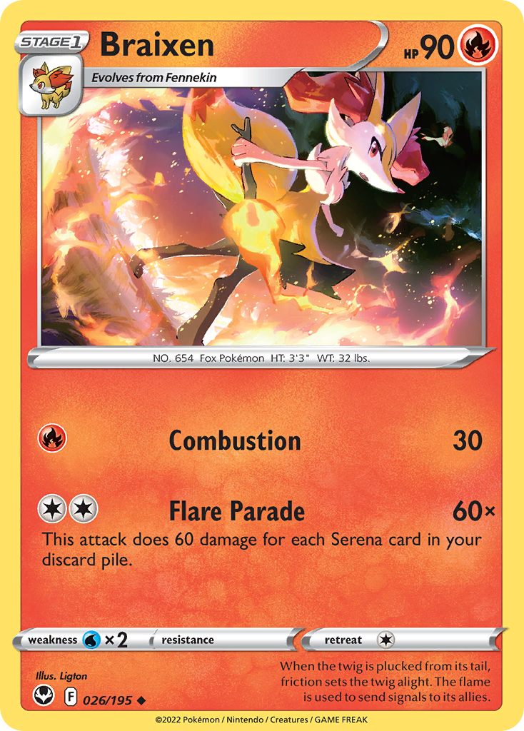 Braixen 26 Uncommon card from Silver Tempest