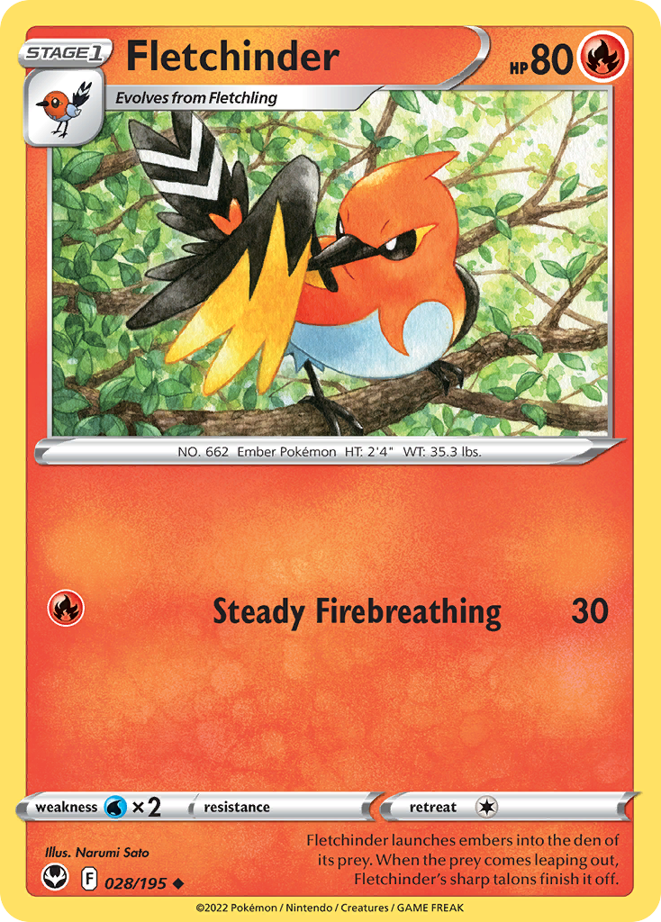 Fletchinder 28 Uncommon card from Silver Tempest