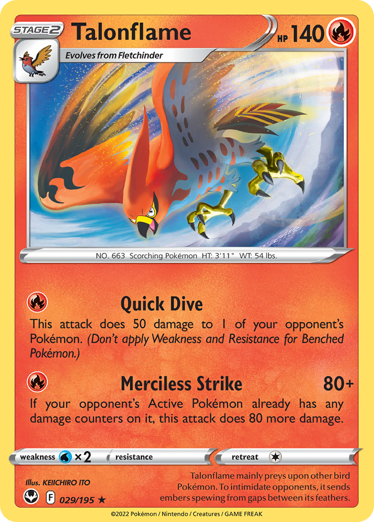 Talonflame 29 Rare card from Silver Tempest