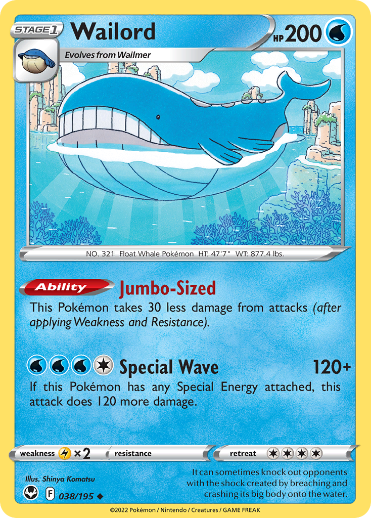 Wailord 38 Uncommon card from Silver Tempest