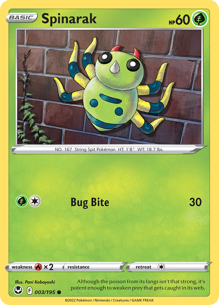 Spinarak 3 Common card from Silver Tempest