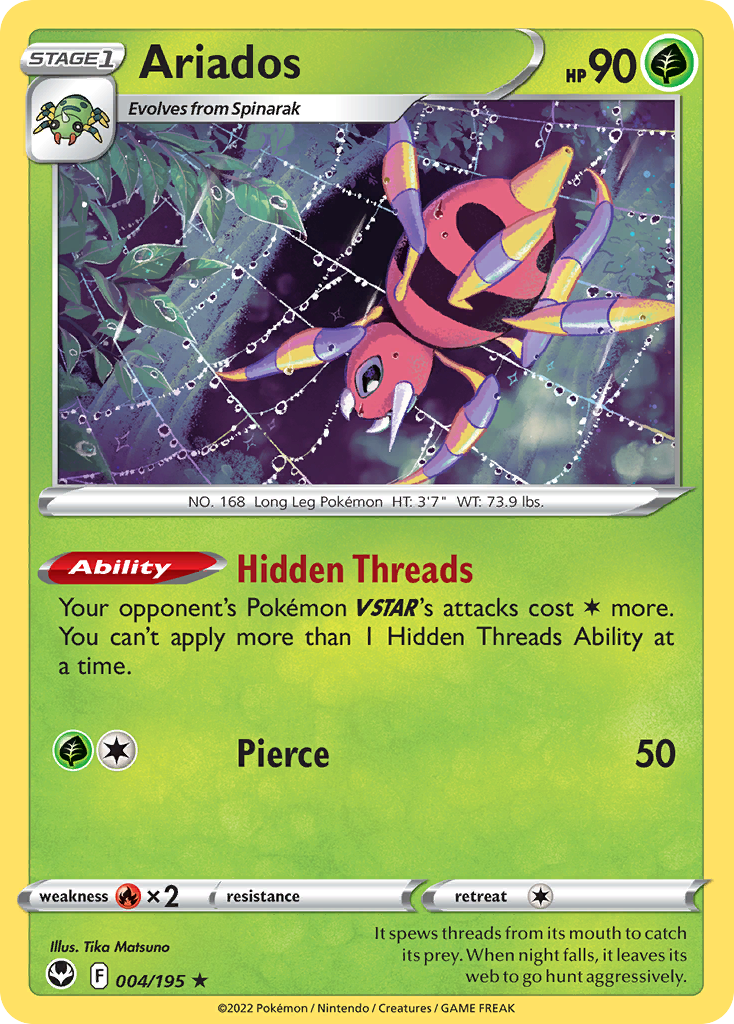 Ariados 4/195 Rare Holo card from Silver Tempest