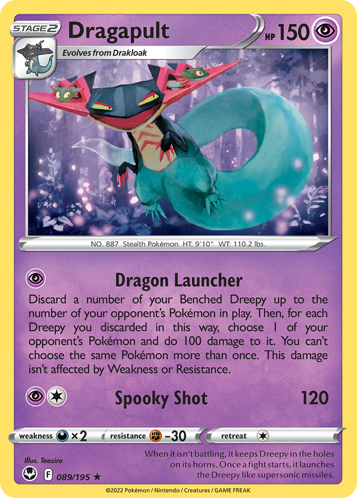 Dragapult 89 Rare Holo card from Silver Tempest