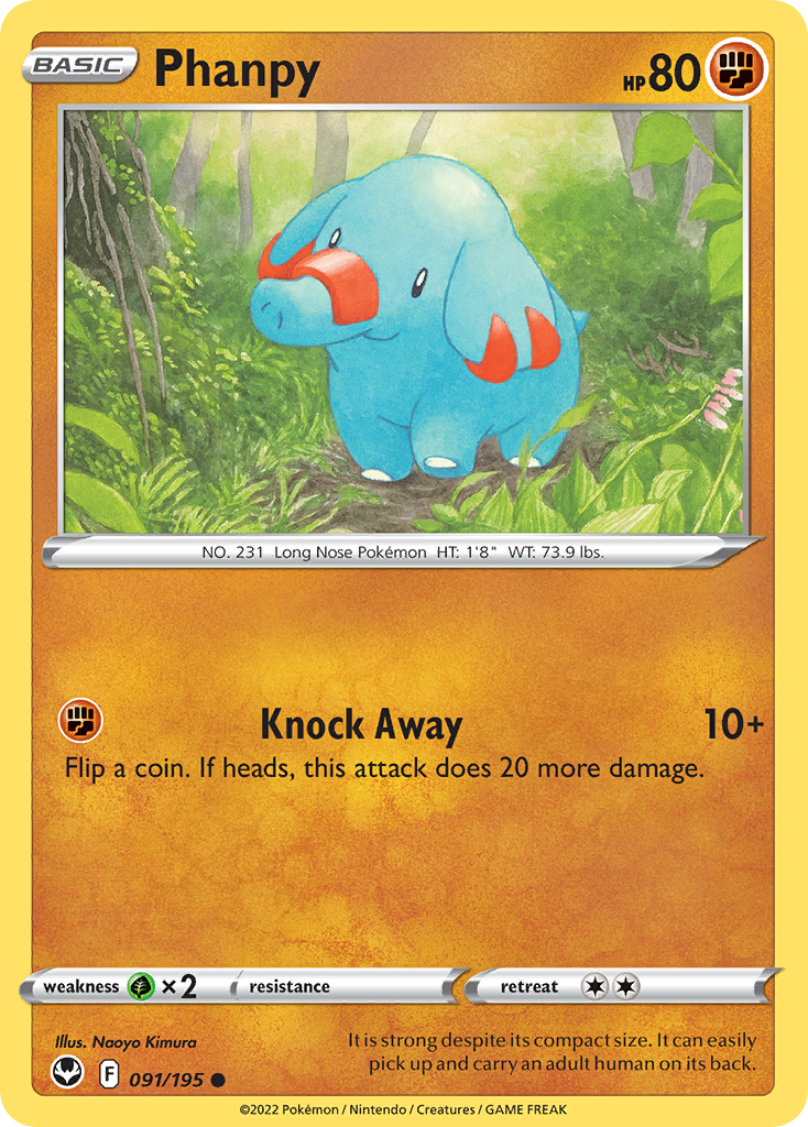 Phanpy 91 Common card from Silver Tempest