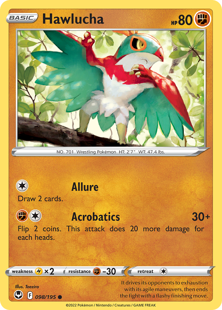 Hawlucha 98 Common card from Silver Tempest