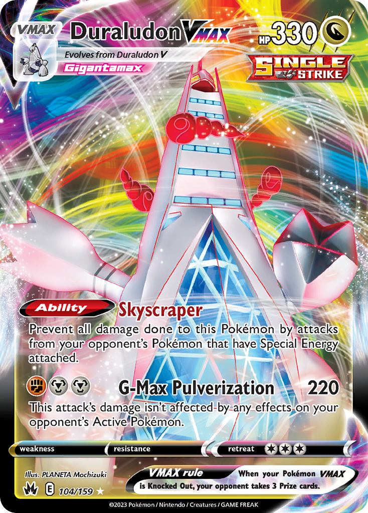 Duraludon VMAX 104 Rare Holo VMAX card from Crown Zenith