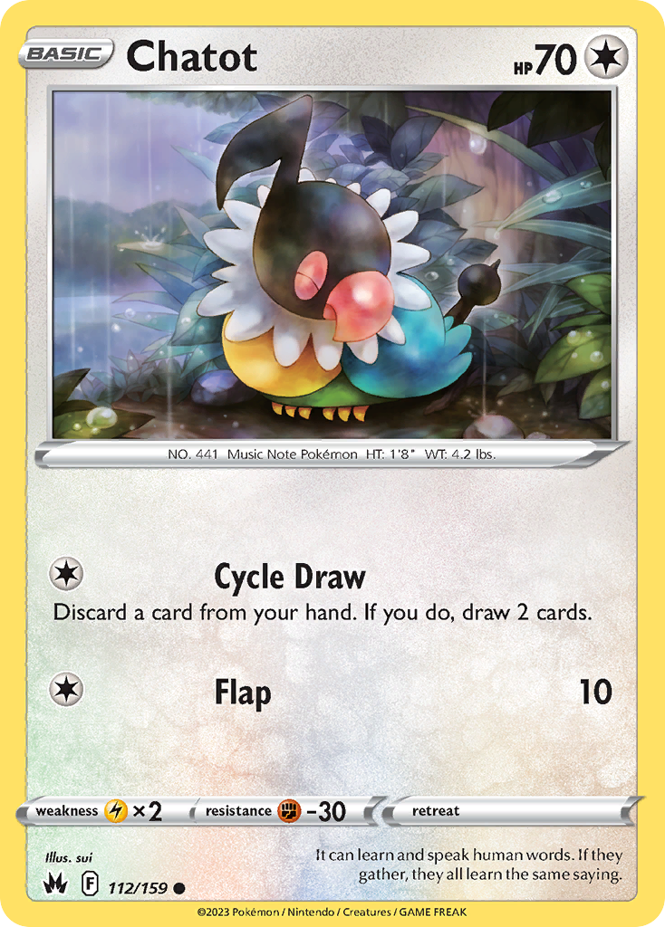 Chatot 112 Common card from Crown Zenith