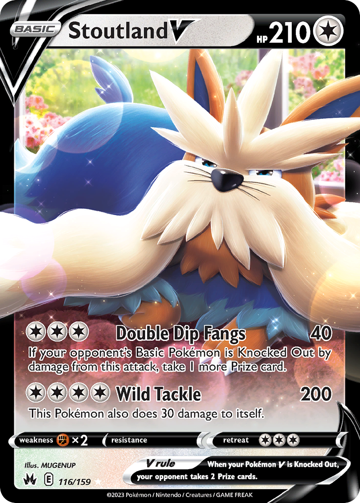 Stoutland V 116 Rare Holo V card from Crown Zenith