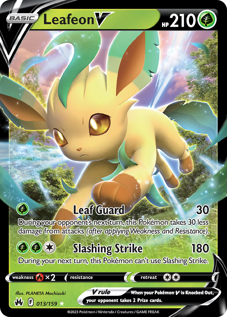 Leafeon V 13 Rare Holo V card from Crown Zenith