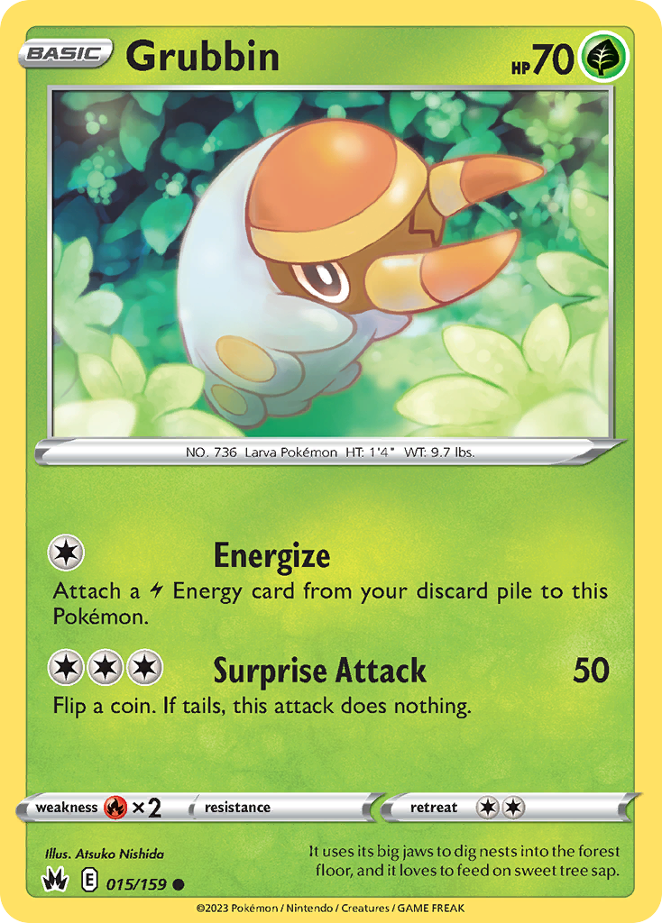 Grubbin 15 Common card from Crown Zenith