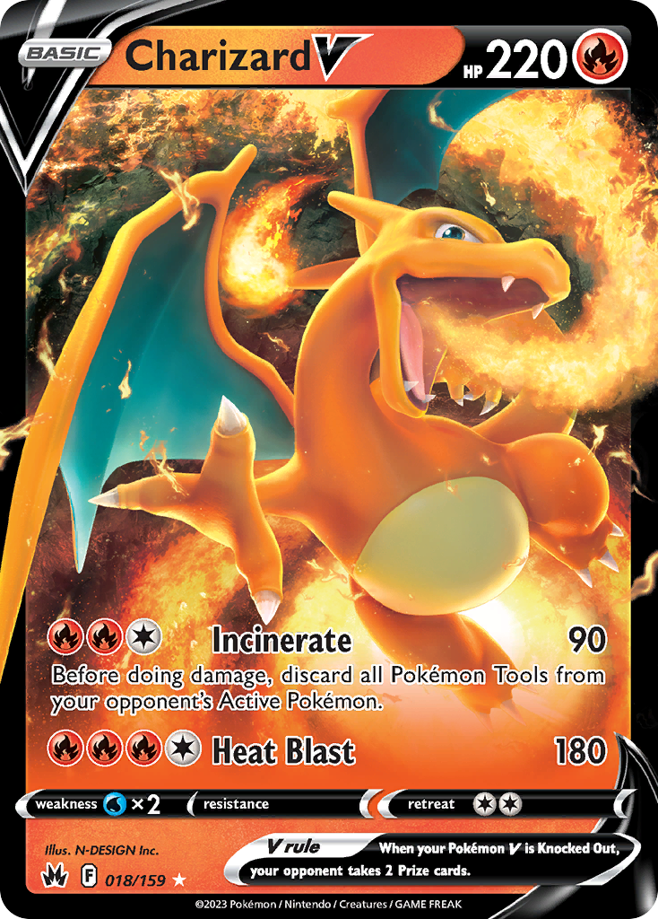 Charizard V 18 Rare Holo V card from Crown Zenith
