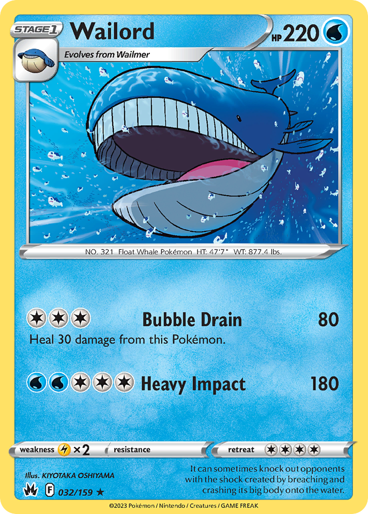Wailord 32 Rare card from Crown Zenith