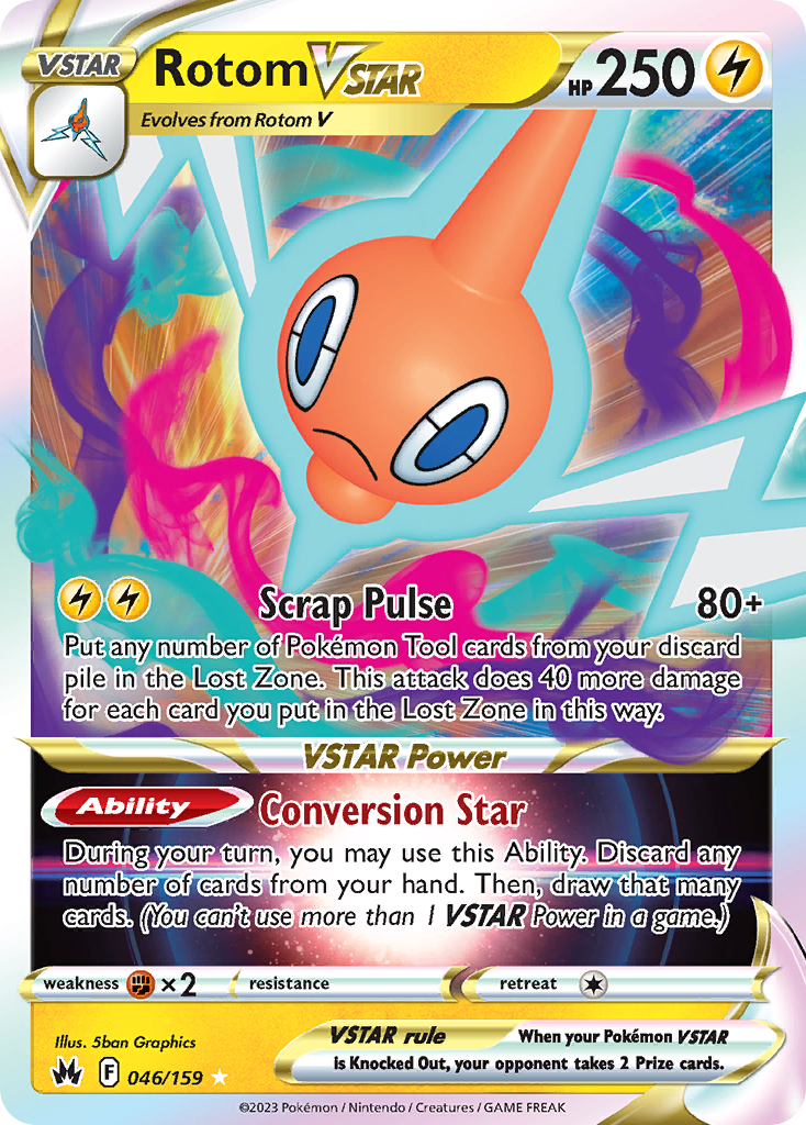 Rotom VSTAR 46 Rare Holo VSTAR card from Crown Zenith