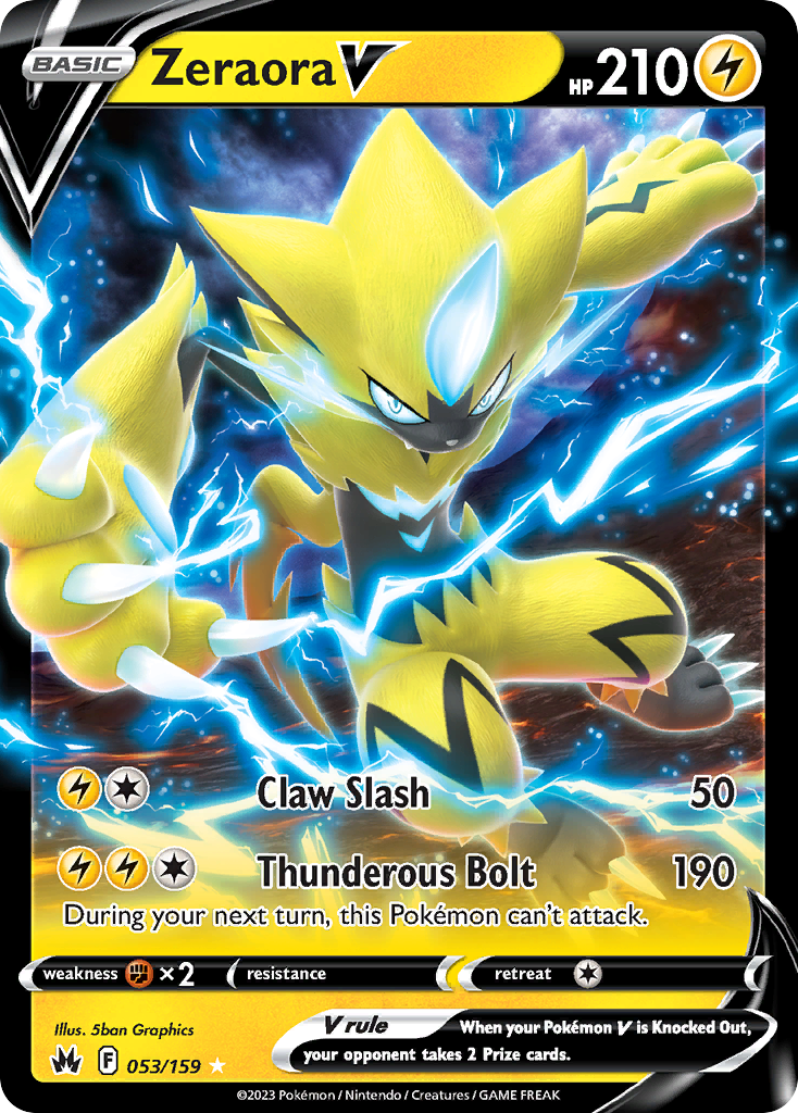 Zeraora V 53 Rare Holo V card from Crown Zenith