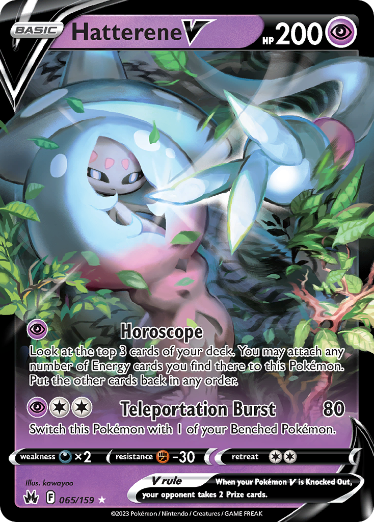 Hatterene V 65 Rare Holo V card from Crown Zenith