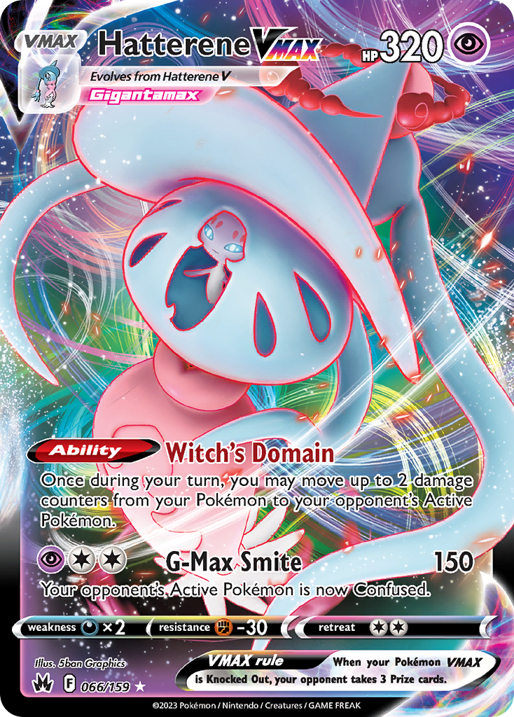 Hatterene VMAX 66 Rare Holo VMAX card from Crown Zenith