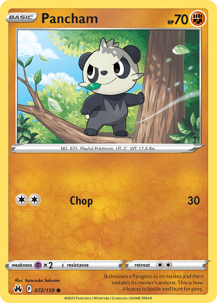 Pancham 72 Common card from Crown Zenith