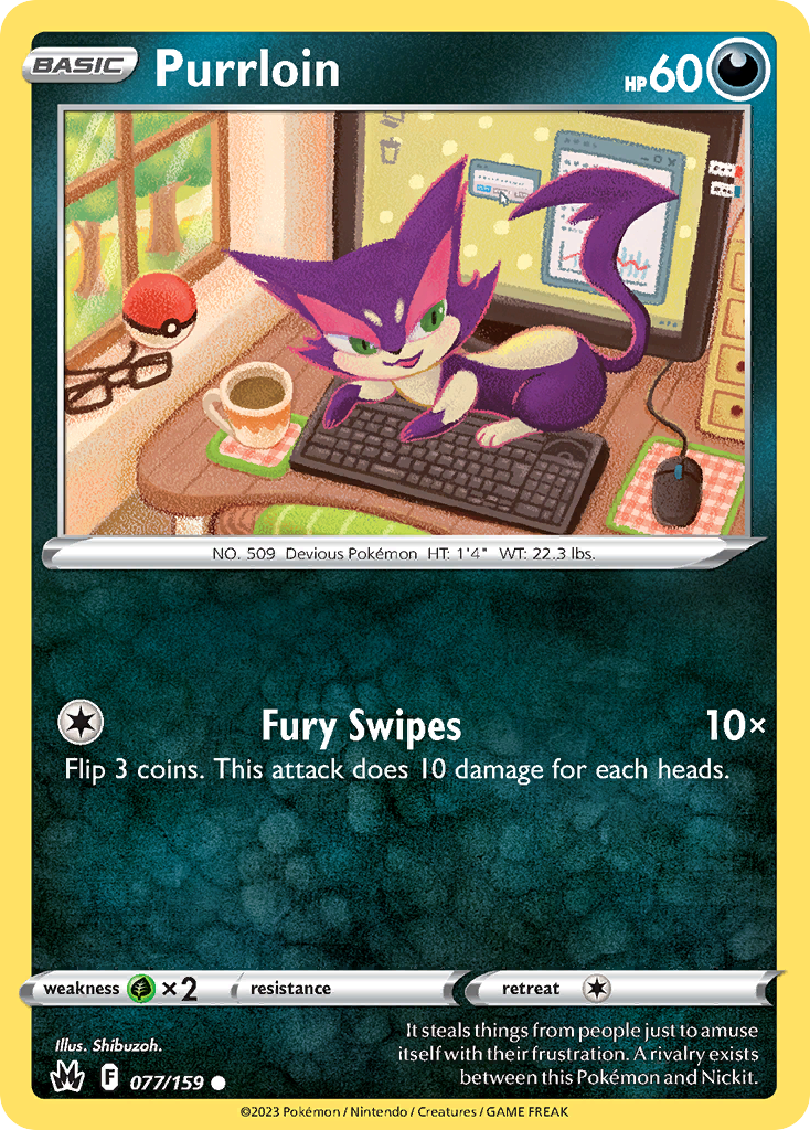 Purrloin 77 Common card from Crown Zenith
