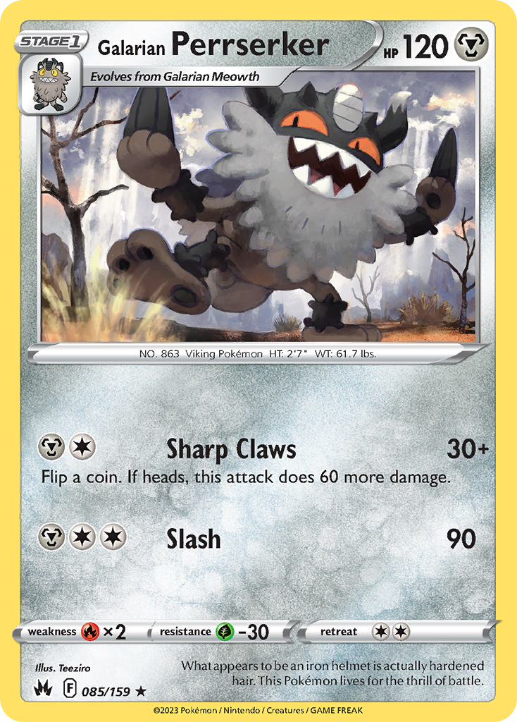 Galarian Perrserker 85 Rare card from Crown Zenith